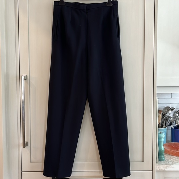 EUC Oscar de la Renta vintage navy bolero jacket drapey wider leg pant suit. - Picture 10 of 15